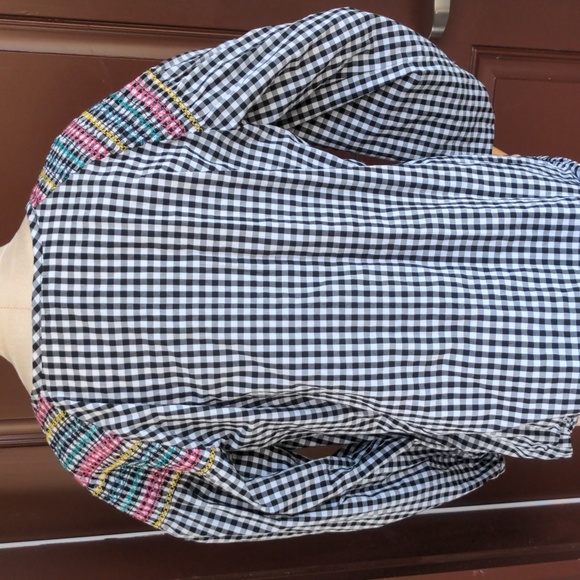 3/$15 Madewell women's blouse black white gingham puff sleeve sz med EUC - Picture 7 of 9